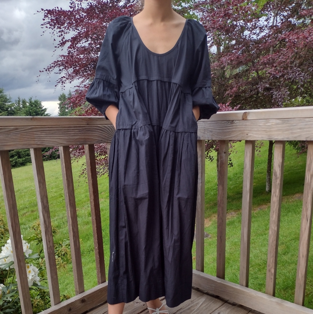 Free People Relaxed Scoop Neck Black Maxi Dress